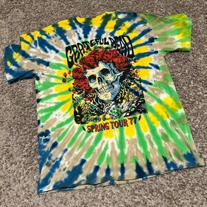Liquid Blue Grateful Dead Skull Roses Spring Tour 77 Tie Dye T Shirt Size L